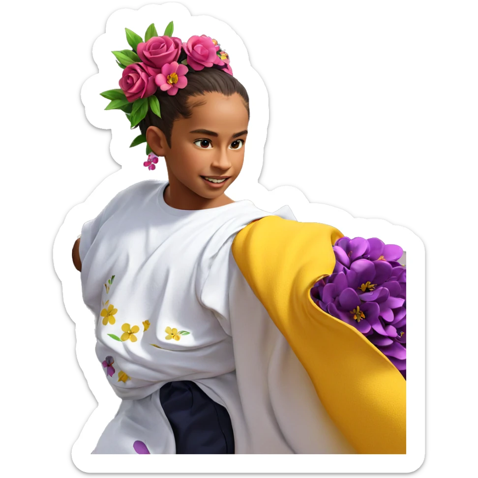 male portrait with flower ornament sticker