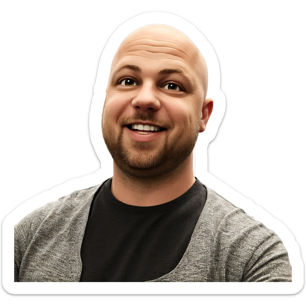 smiling bald man portrait sticker