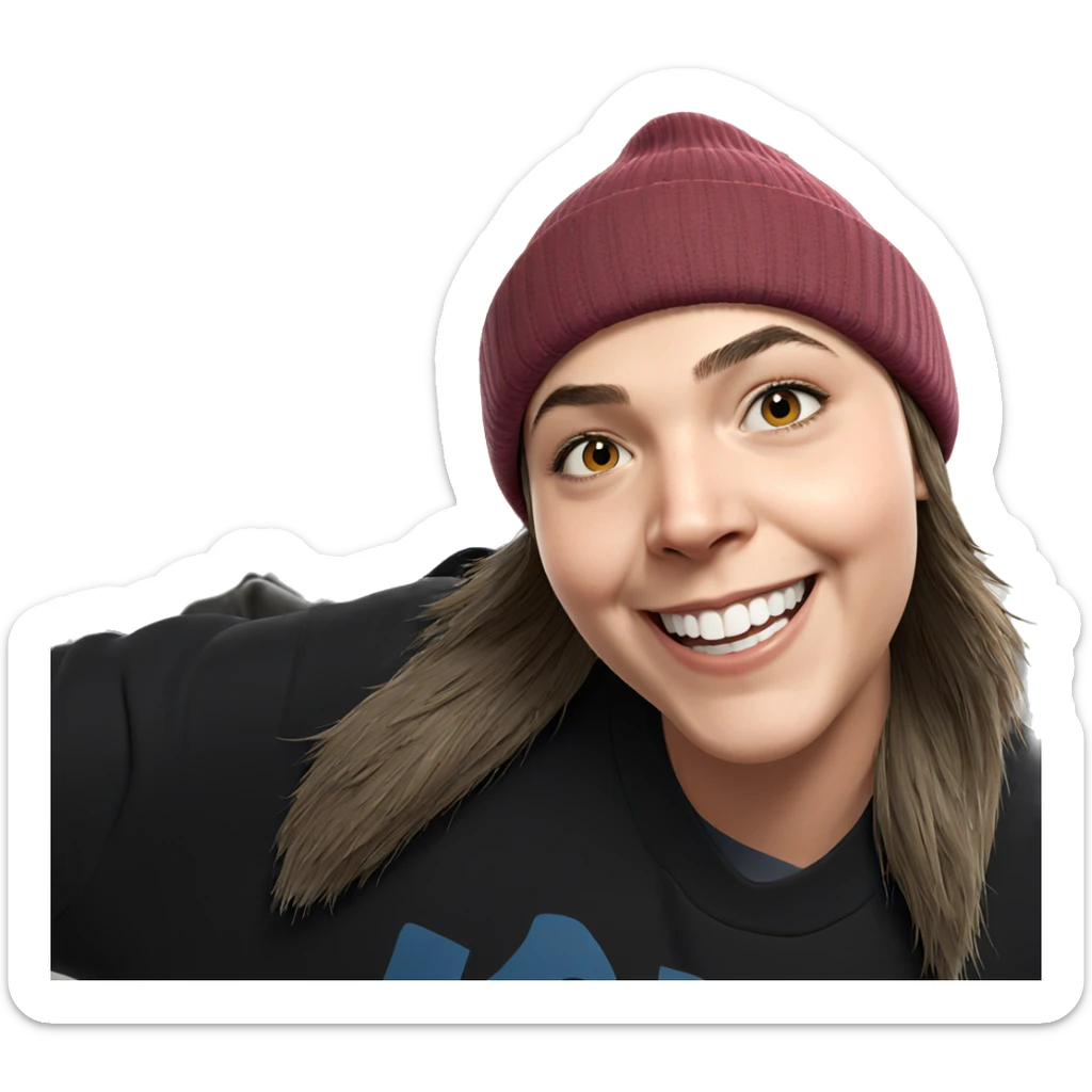 smiling boy with a beanie sticker