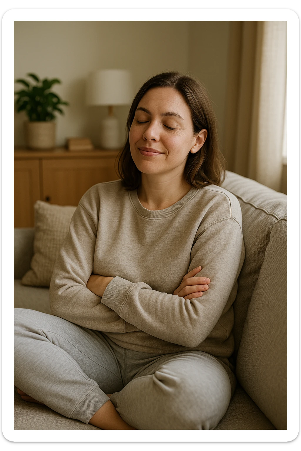 donna che vuole rimanere nella sua zona di comfort. Immagini realistiche sticker