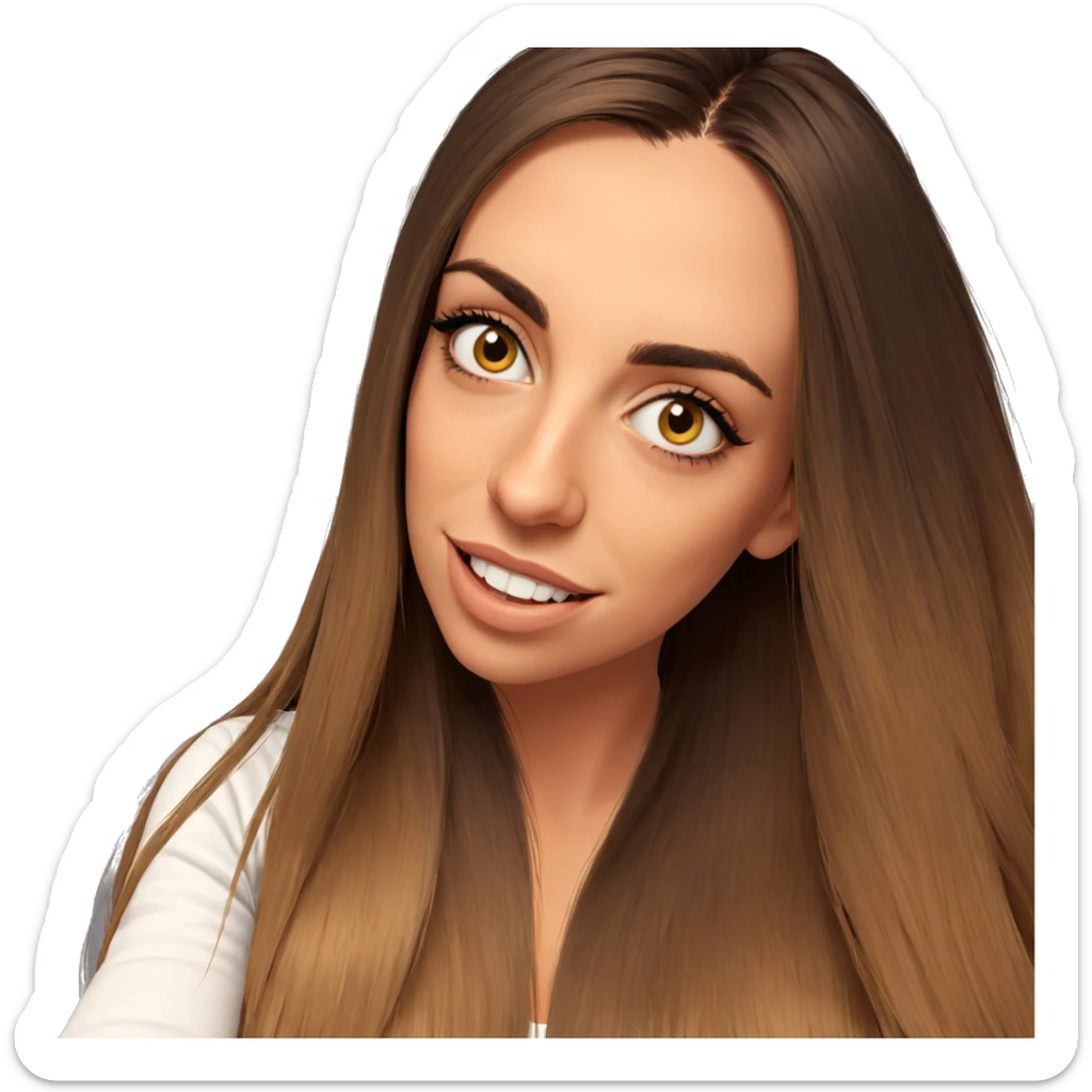 smiling girl with long hair sticker