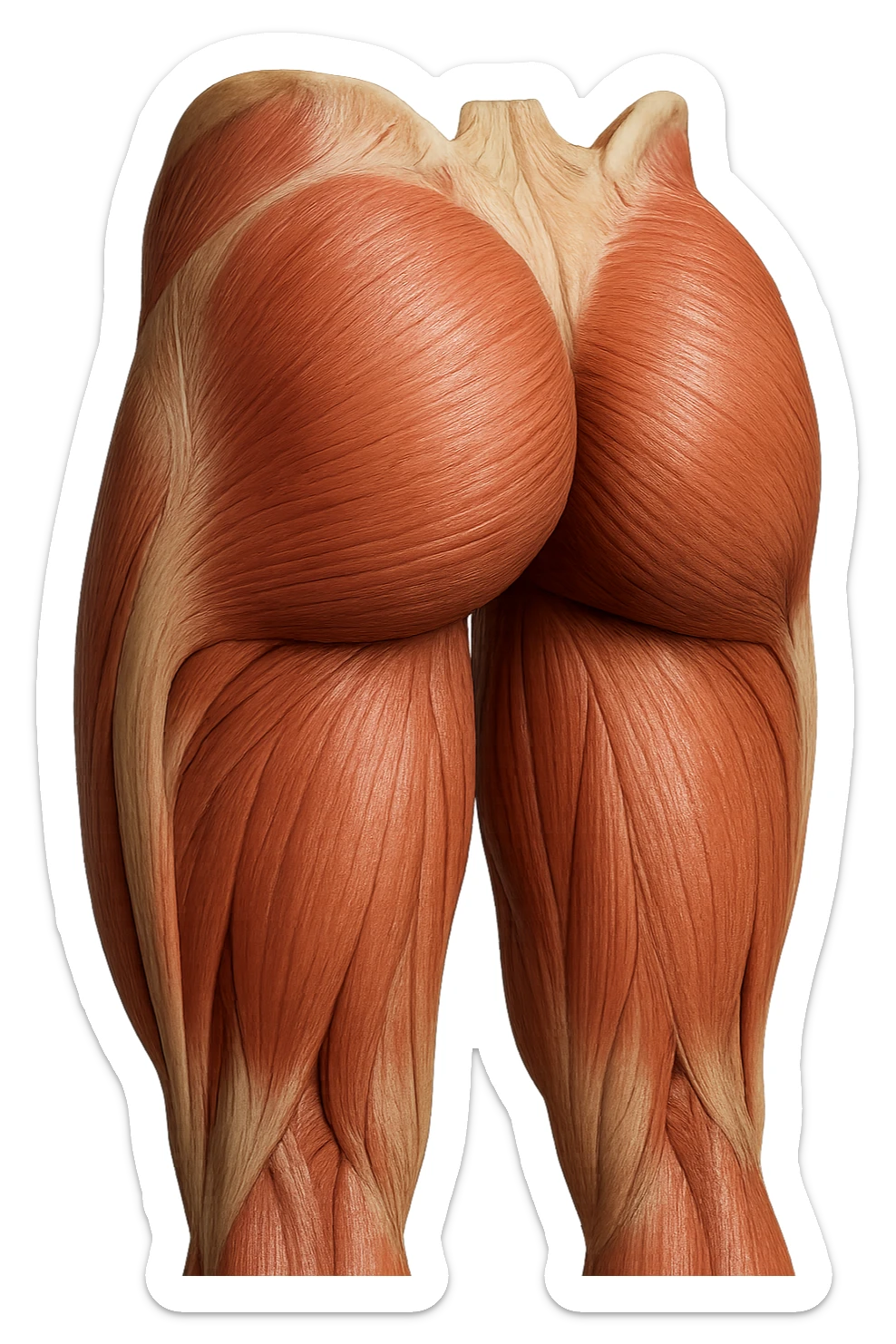 MUSCOLI DEL GLUTEO DI UN CORPO UMANO ANATOMICO REALISTICO, iperrealistico 4k sticker