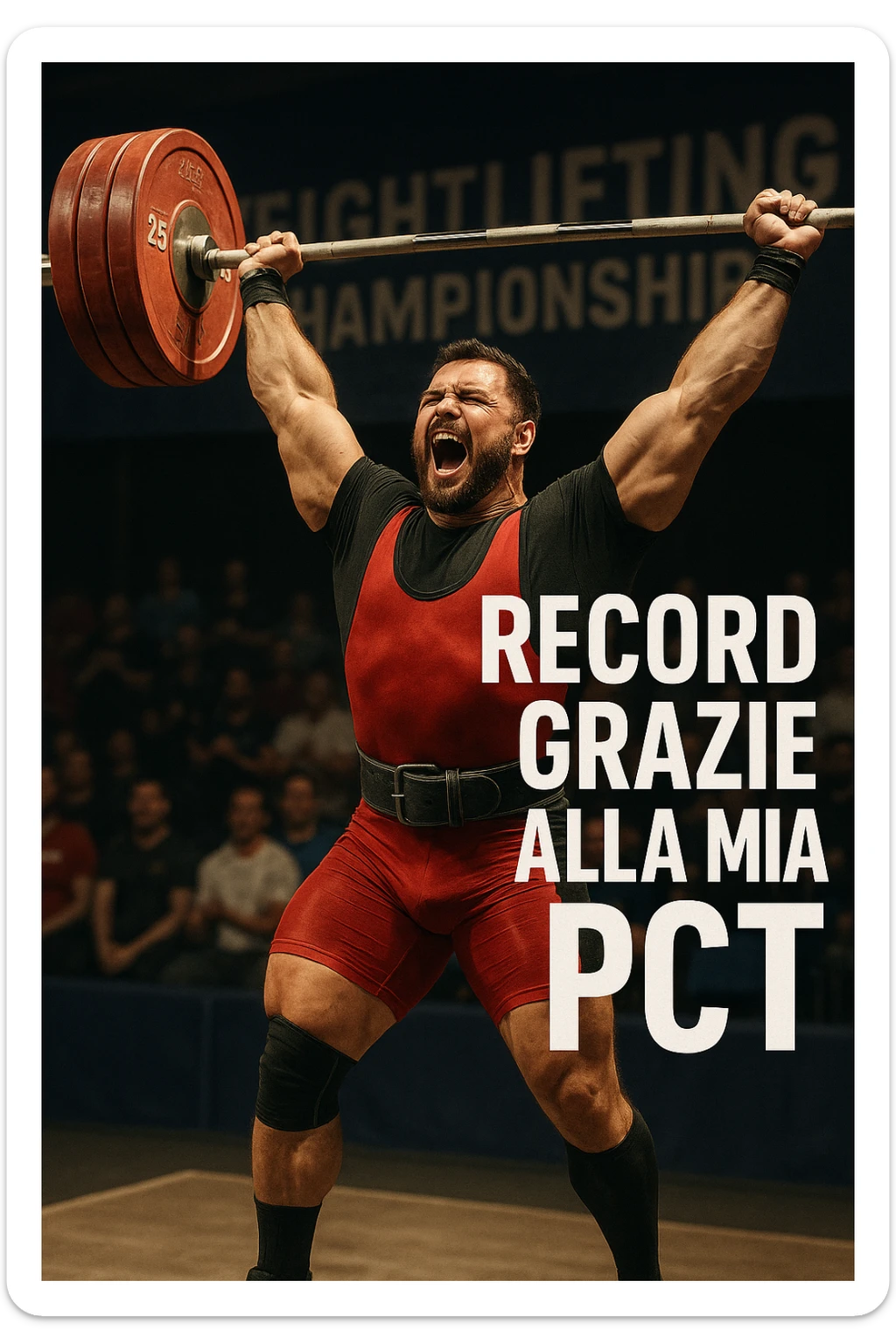 Powerlifter in gara che fa record grazie alla sua "PCT" in italiano sticker