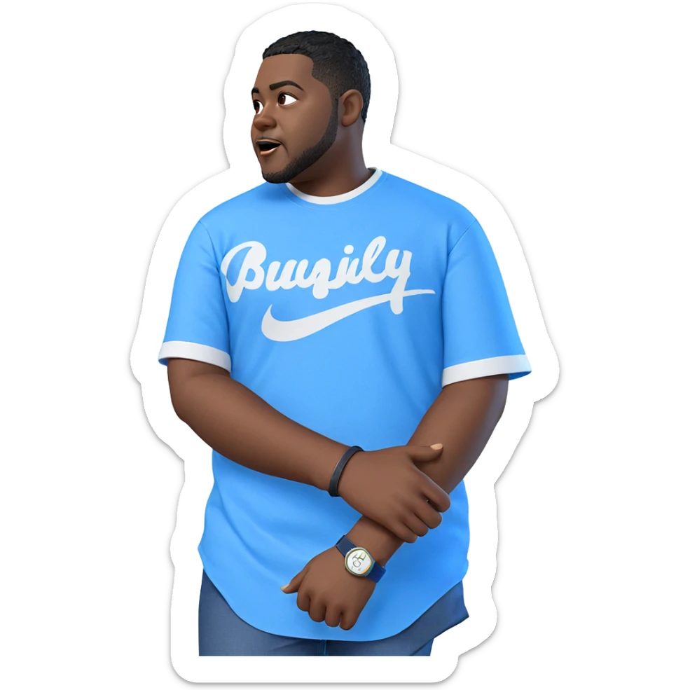 dark-skinned male in blue shirt sticker