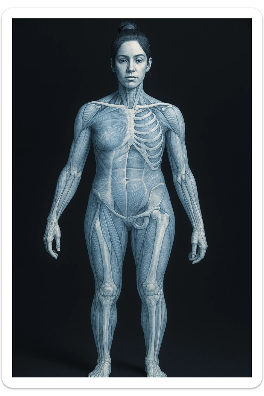 Donna vista anatomicamente con fianchi asimmetrici sticker