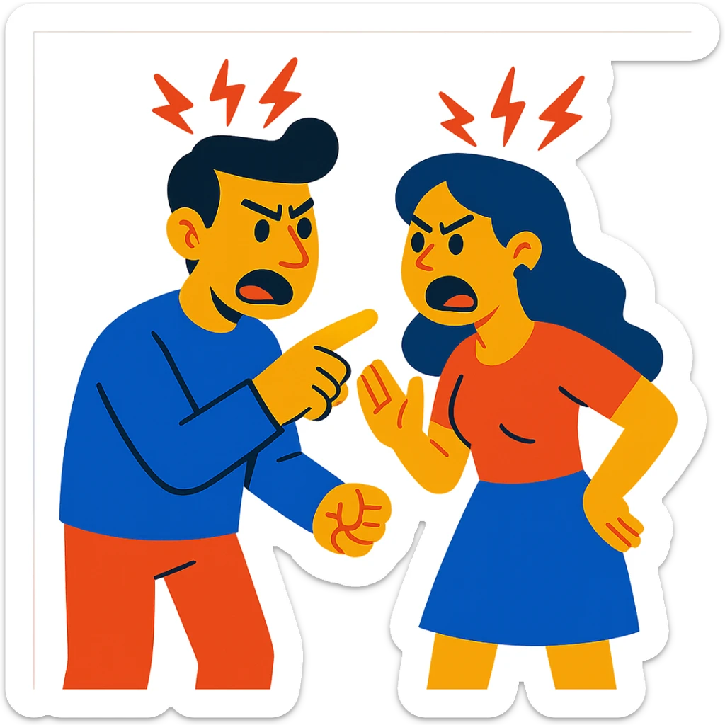man and woman arguing sticker