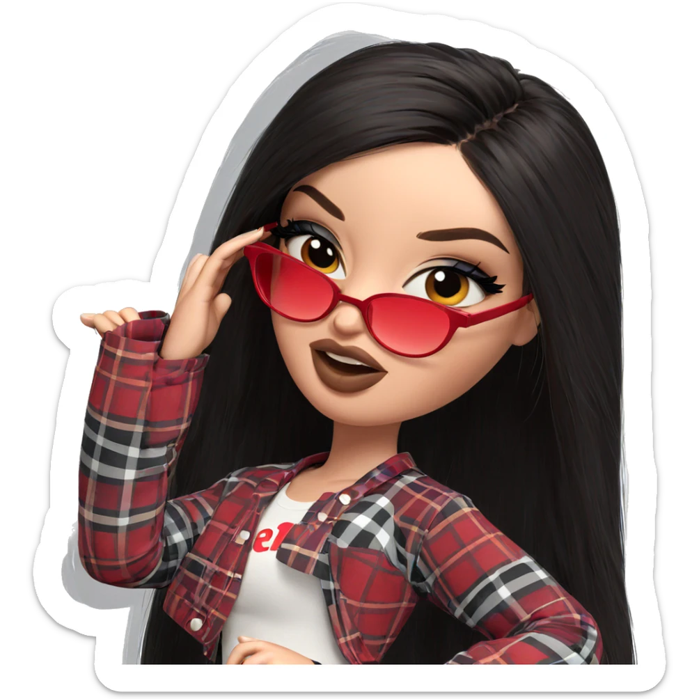 stylish girl in plaid top sticker