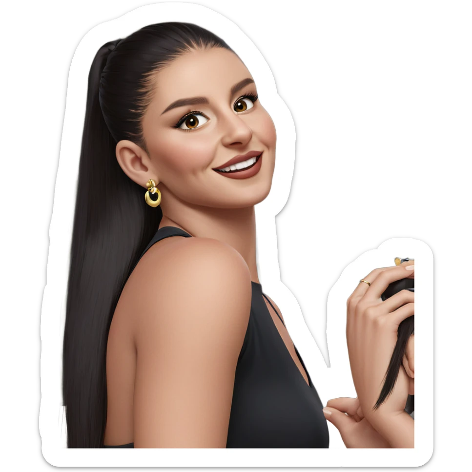 smiling girls with earrings sticker