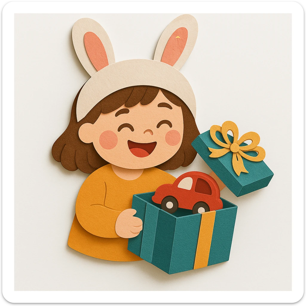 Edit the ribbon on top of the box cover to look more decorative, and put some present inside the gift box. Keep all other design elements unchanged sticker