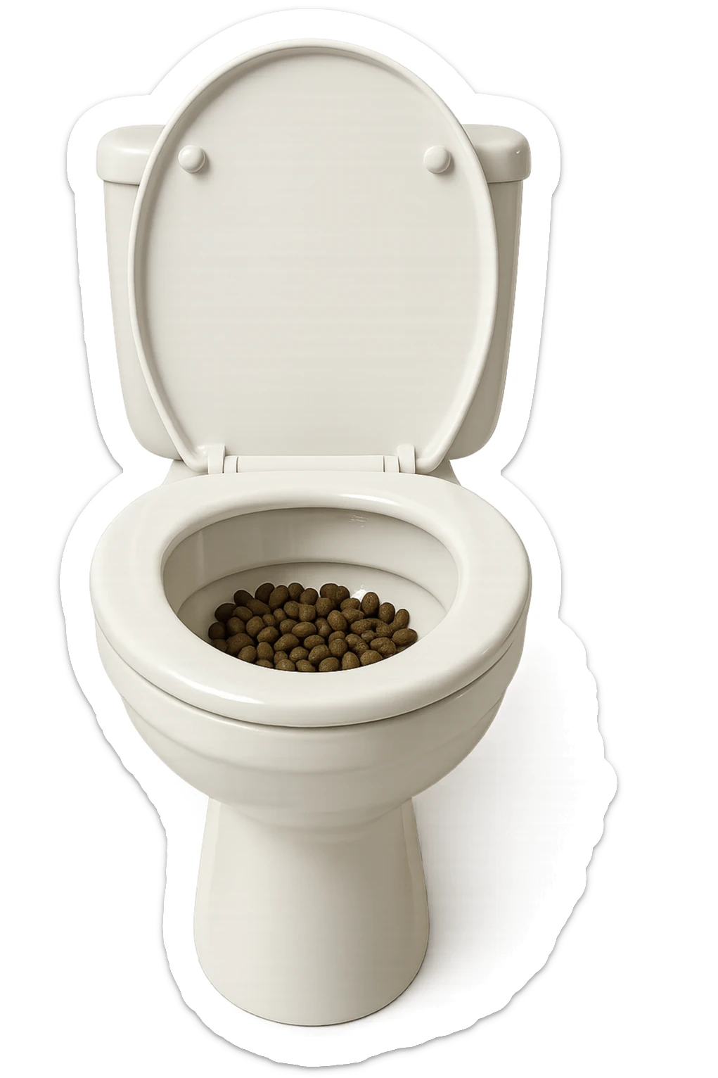 wc dentro cui cadono feci di animale a pallini, iperrealistico 4k sticker