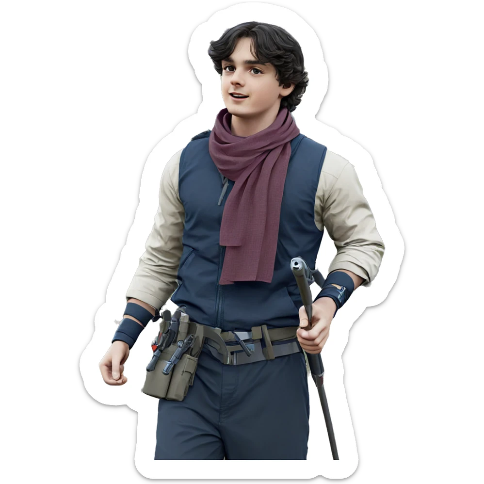 boys with weapons in nature sticker