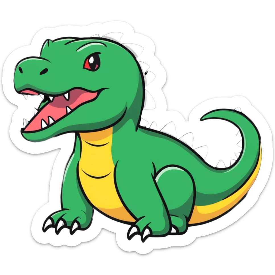 A fierce komodo dragon with detailed scales and flicking tongue sticker