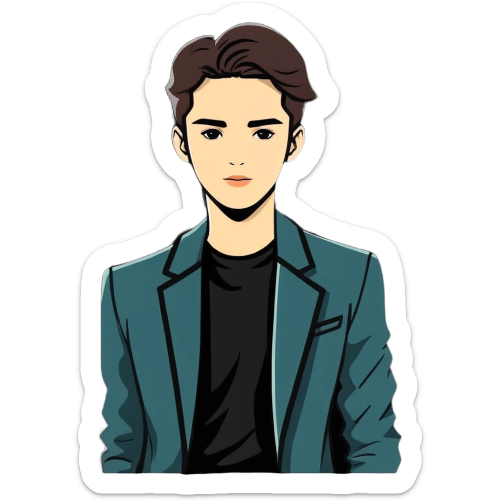 Alex Consani famous model with fashionable appearance and signature look sticker