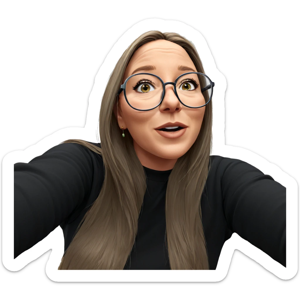 girl with glasses indoors sticker