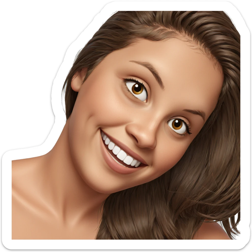 smiling girl with brown hair sticker