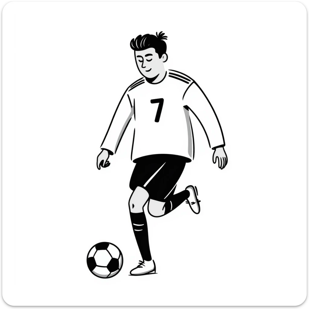 Cristiano Ronaldo with soccer ball, football player with jersey number 7 sticker