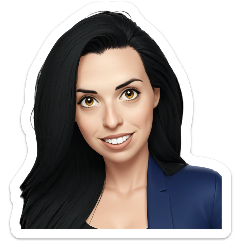 smiling girl with black hair sticker