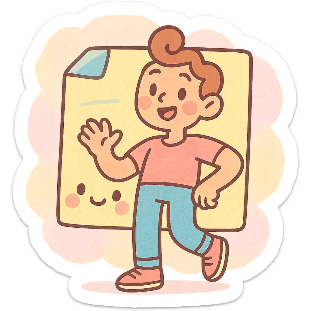 pastel watercolor sticky note in soft kawaii style, inspired by Japanese stationery, full body sticker