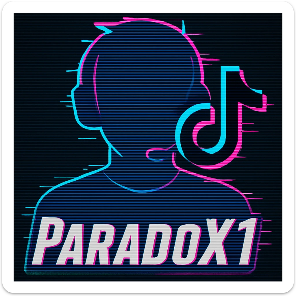 Add the TikTok icon to this ParadoX1 profile icon, keeping the glitch effect and modern streamer vibe sticker