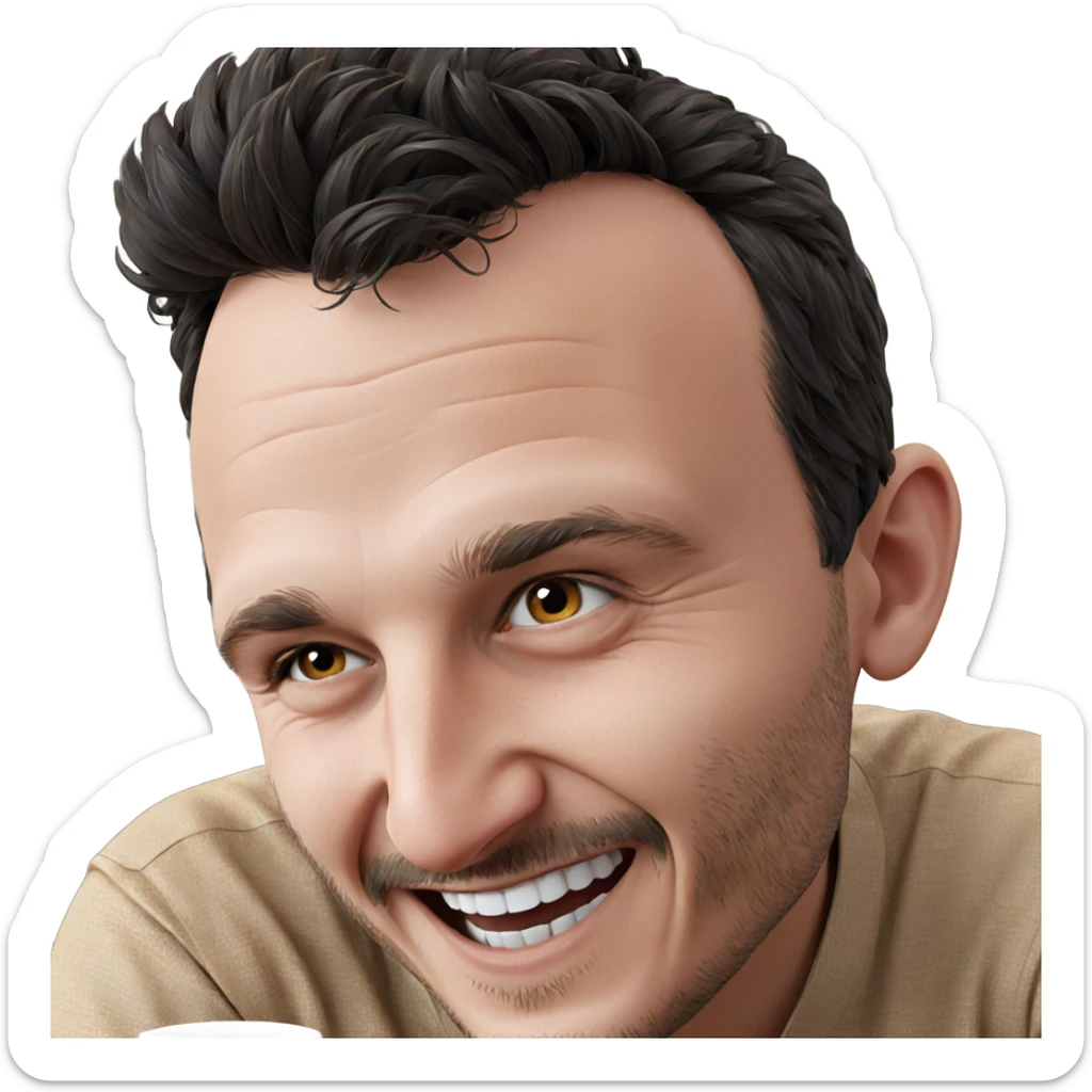 smiling portrait of a guy sticker