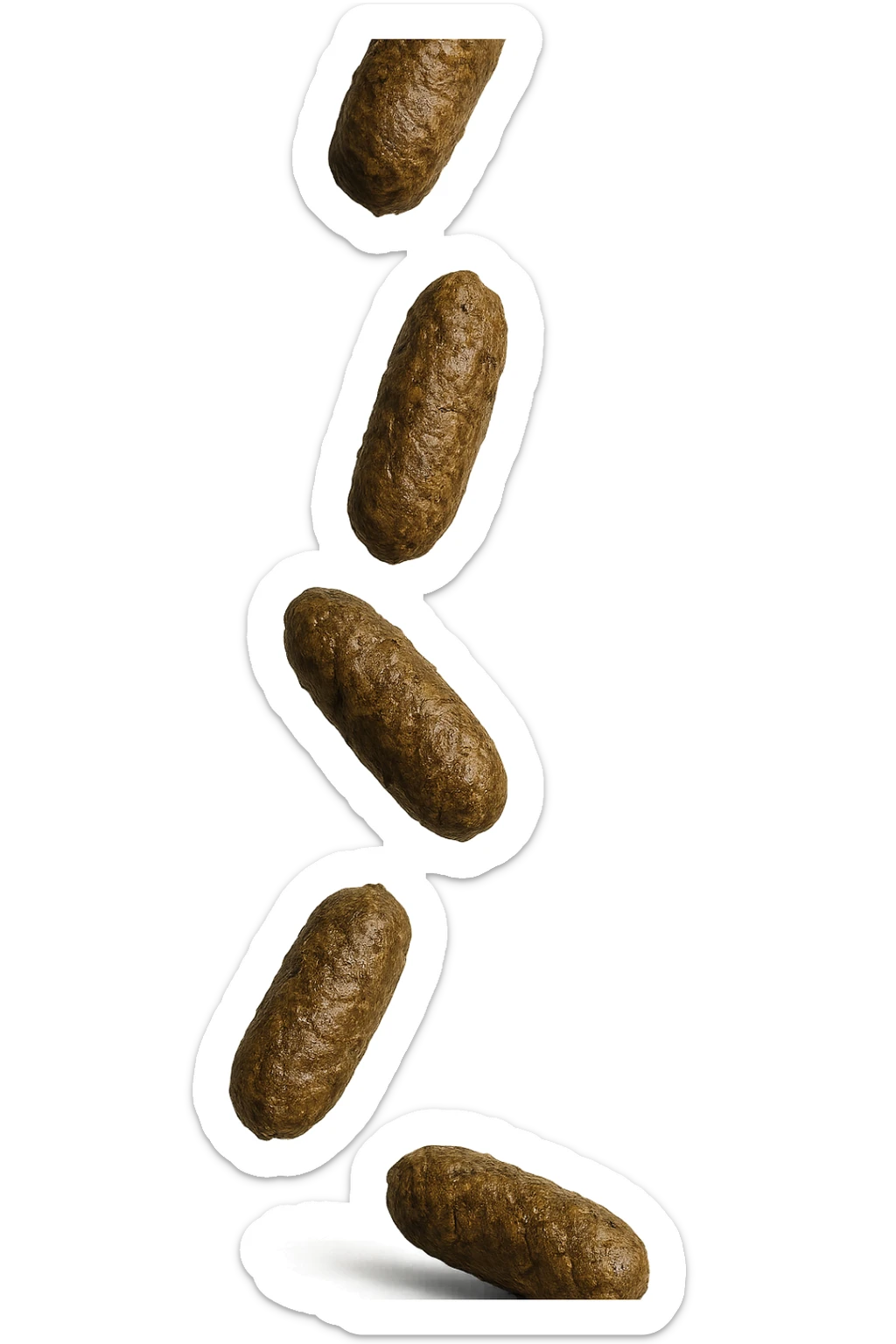 FECI DI ANIMALE A PALLINE UN PO' ALLUNGATE CADONO DALL'ALTO VERTICALMENTE, IPERREALISTICO 4K sticker