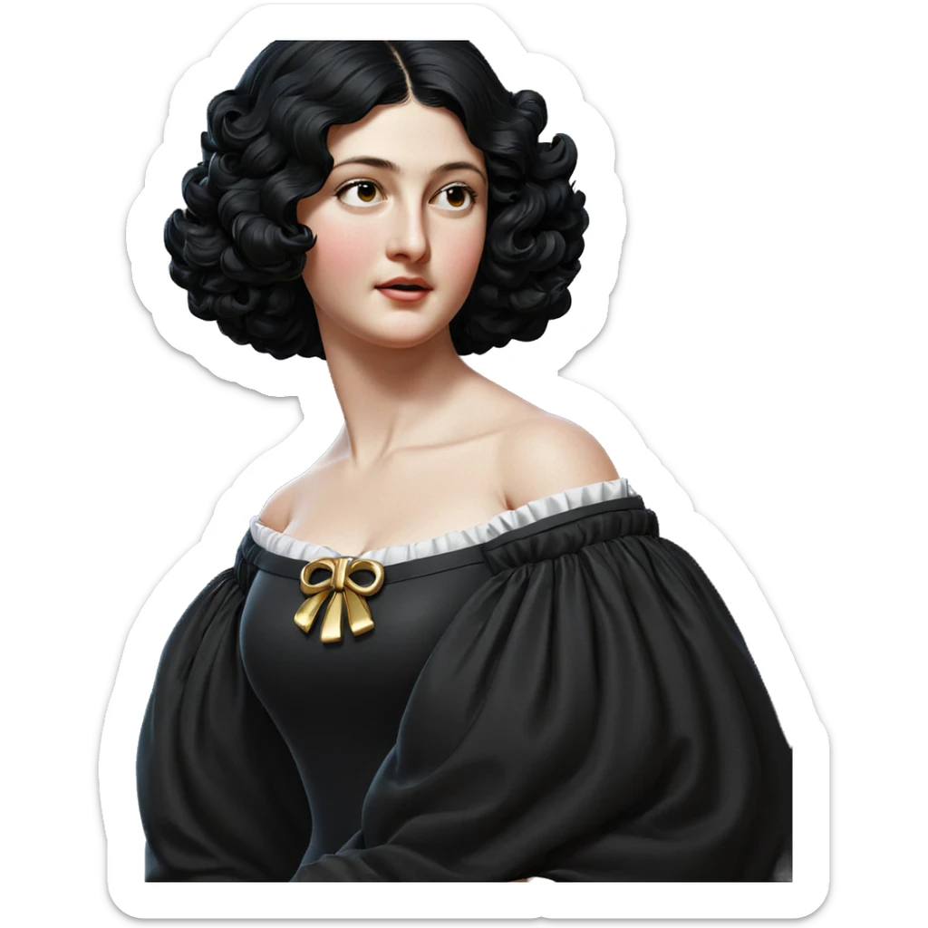 black hair dress artwork parody sticker