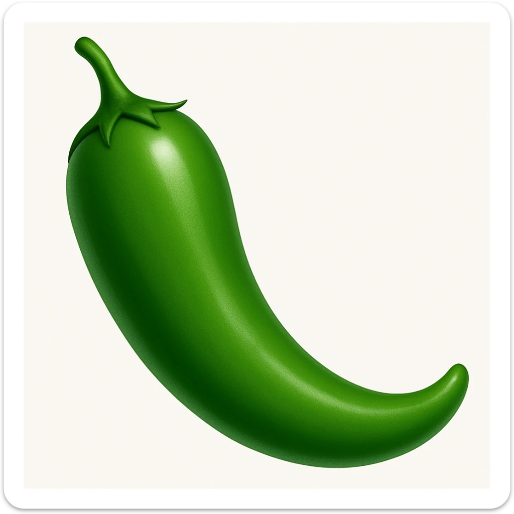 A chili pepper emoji in green color, vibrant and clear. sticker