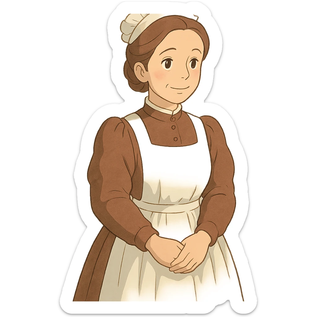 victorian midwife with background sticker