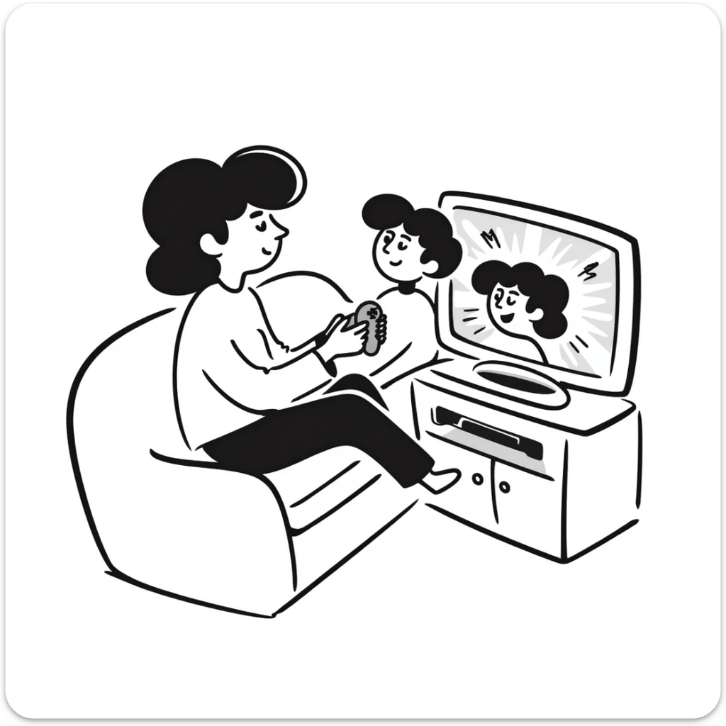 A person plays with the GameCube on tv with friends, sitting in the couch sticker