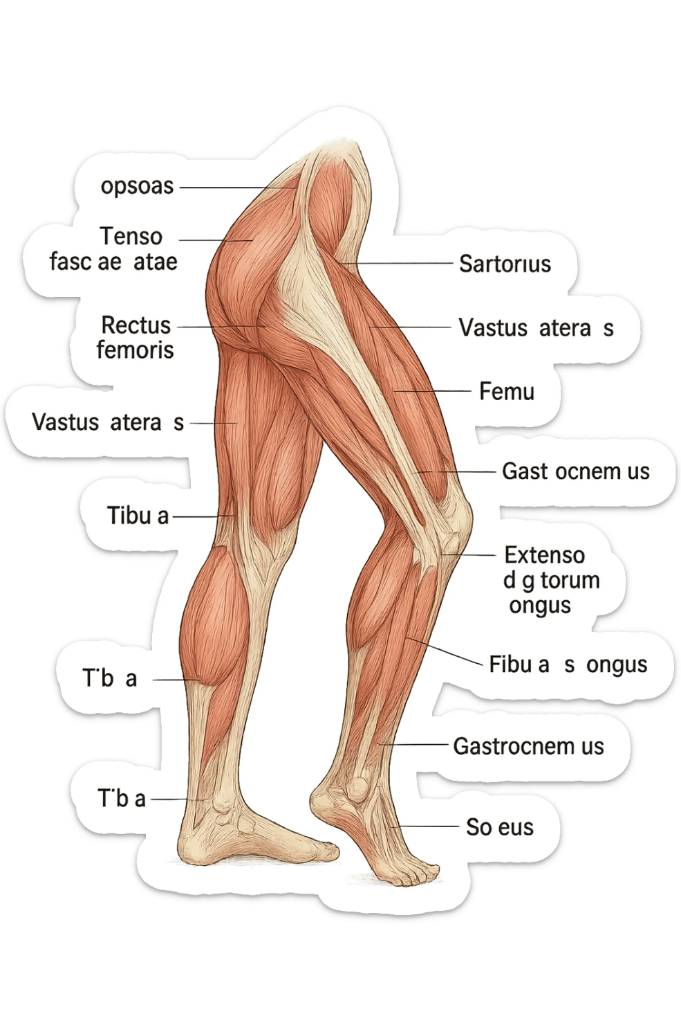 PRENDI SPUNTO DALLA FOTO E FAMMI A LIVELLO ANATOMICO LA GAMBA IN SOVRACCARICO sticker