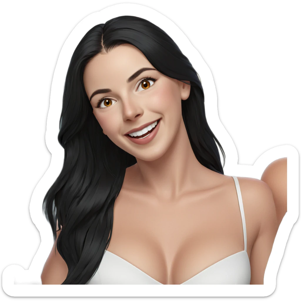 smiling girl in white dress sticker