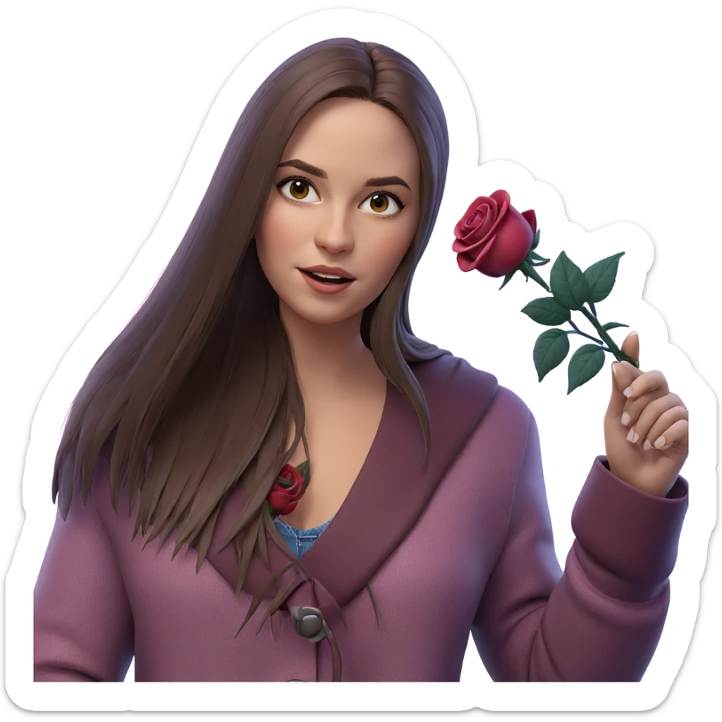 girl holding rose in focus sticker