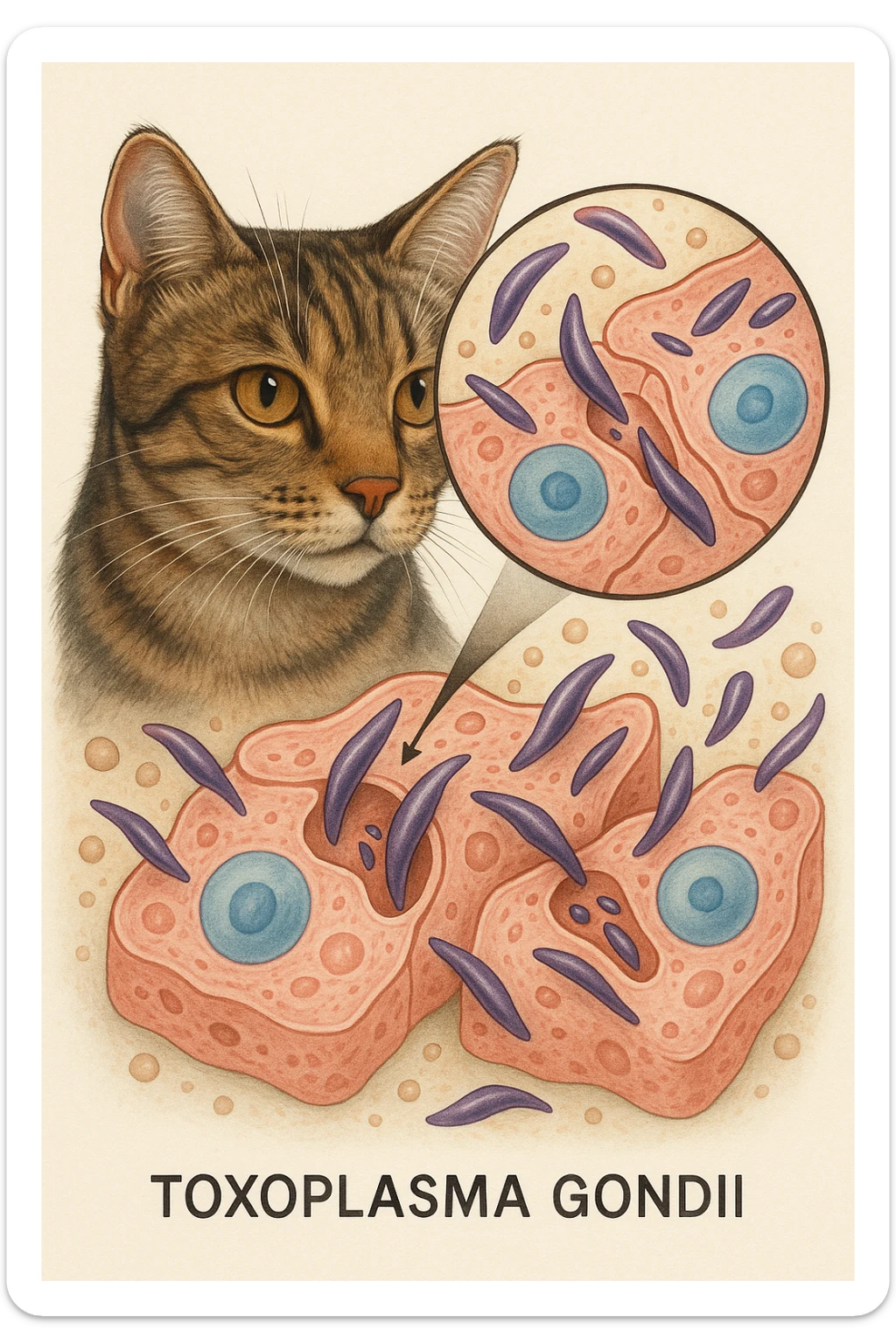 Toxoplasma gondii, infetta gatto in italiano sticker