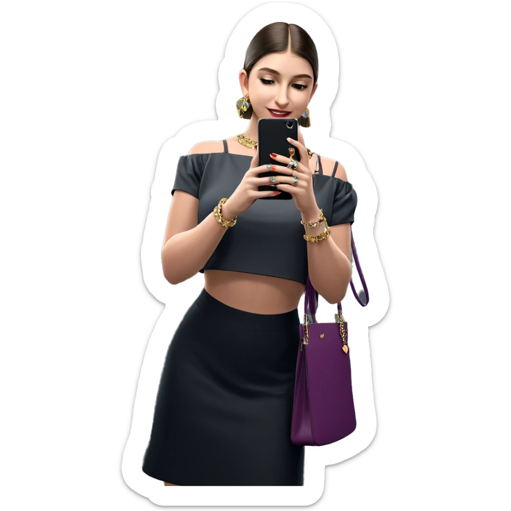 girl holding jewelry and phone sticker
