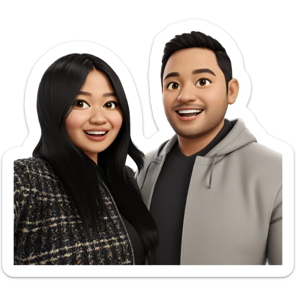 smiling couple in real life sticker