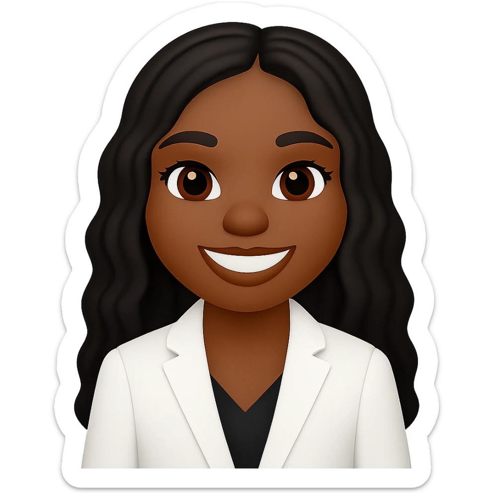 turn the second man in emoji style of the 1st image, match the facial features and match dressing style of the 2nd image, she is wearing white suit sticker