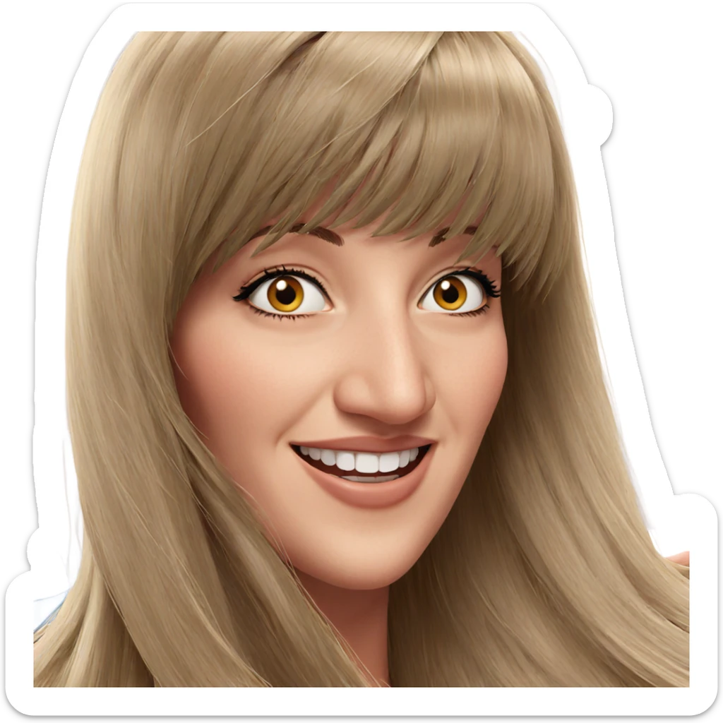 smiling girl with long hair sticker