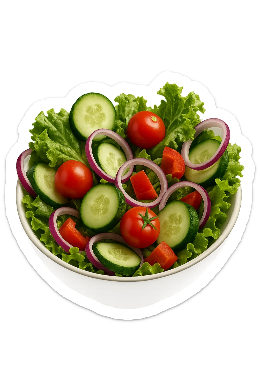 bowl di insalata 3d che fluttua in aria, iperrealistica 4k sticker