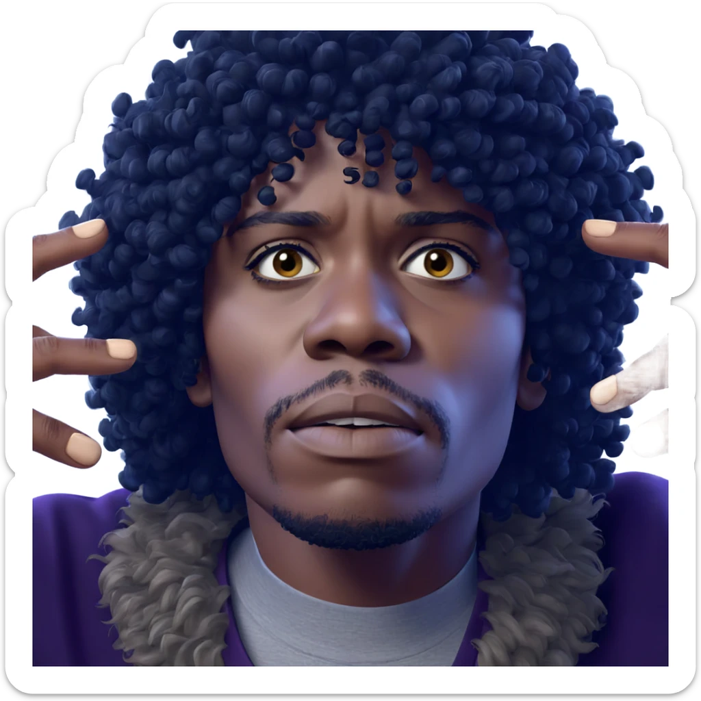 afro style portrait of boy sticker