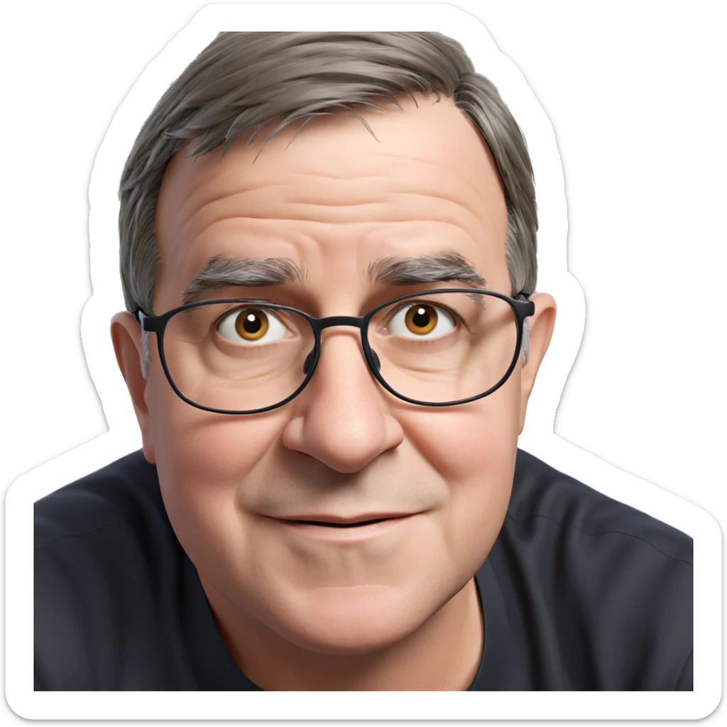 smiling boy adjusting his glasses sticker