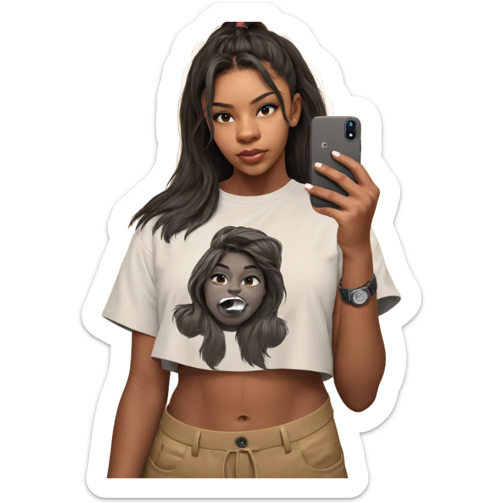 girl taking selfie in shirt sticker