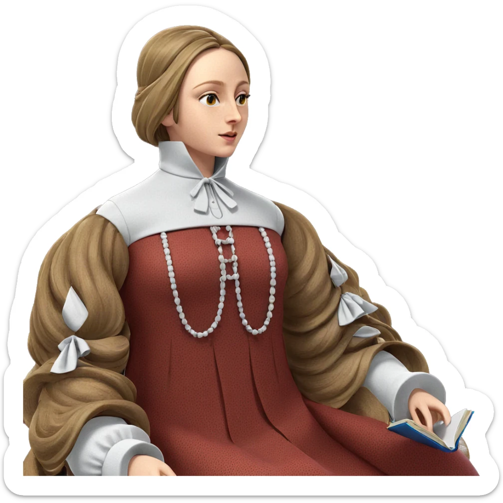 girl in dress with book sticker