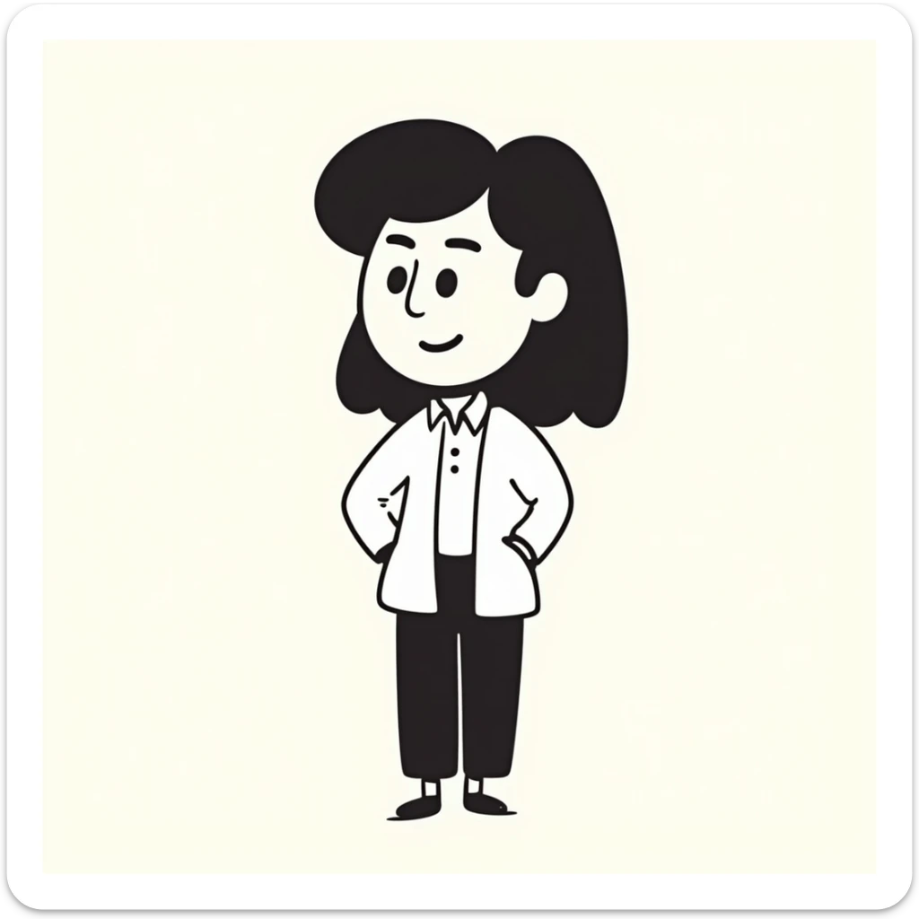 hand-drawn emoji-style illustrated avatar of a professional team member, clean, friendly, minimal style, soft colors, subtle facial expressions, dressed in smart-casual or business attire, plain or lightly colored background, modern vector illustration style for startup websites sticker