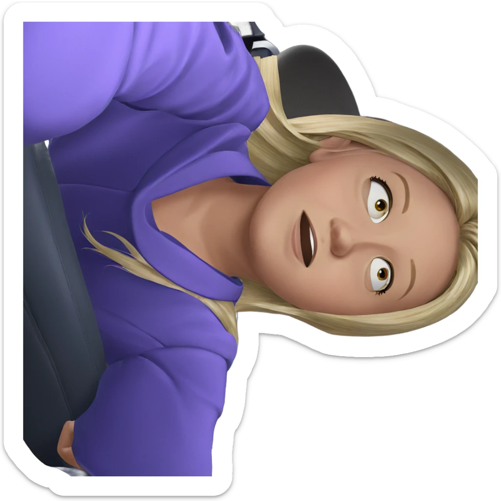 blonde girl in car interior sticker