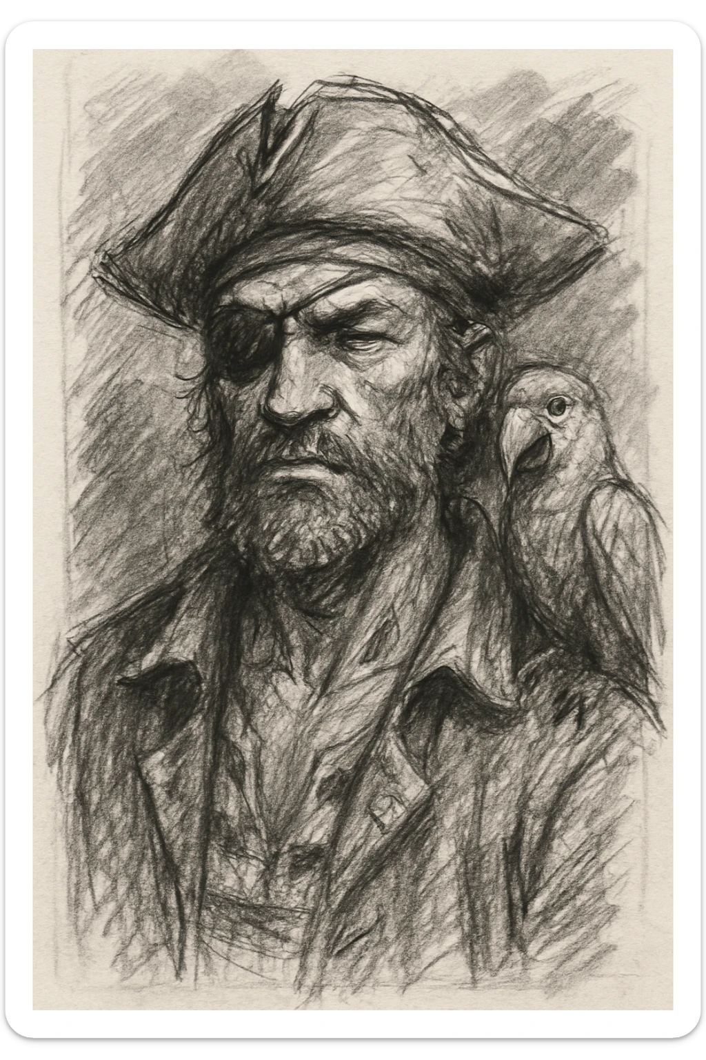 pirate with eye patch and parrot sticker