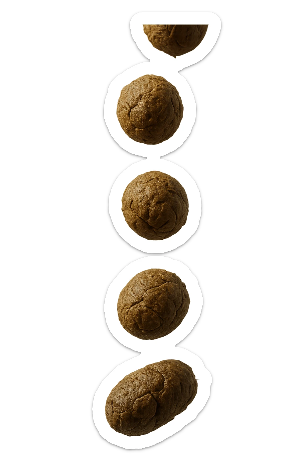 FECI DI ANIMALE A PALLINE UN PO' ALLUNGATE CADONO DALL'ALTO VERTICALMENTE, IPERREALISTICO 4K sticker