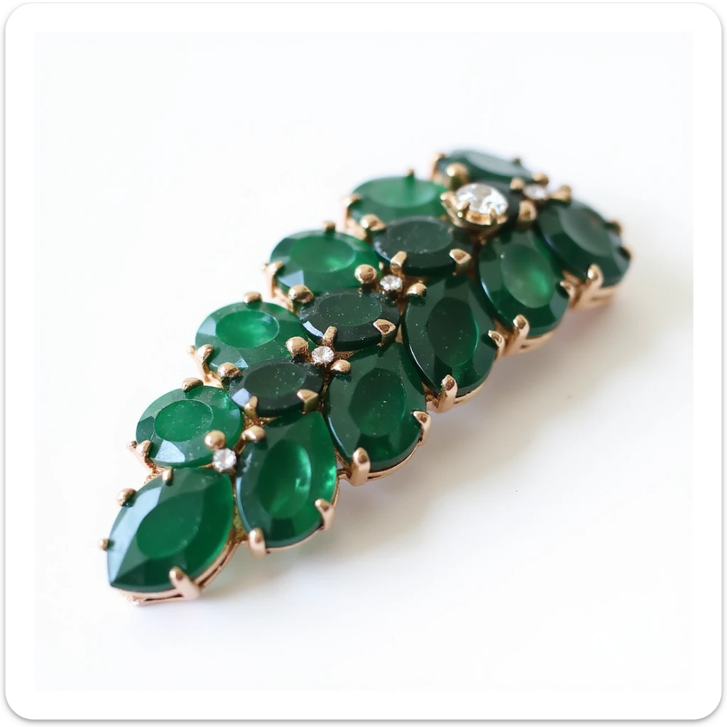 realistic hairclip with onyx gemstone, photorealistic, isolated, no hair, neutral background sticker