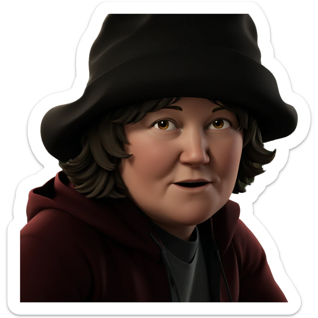 boy in hat looking at viewer sticker