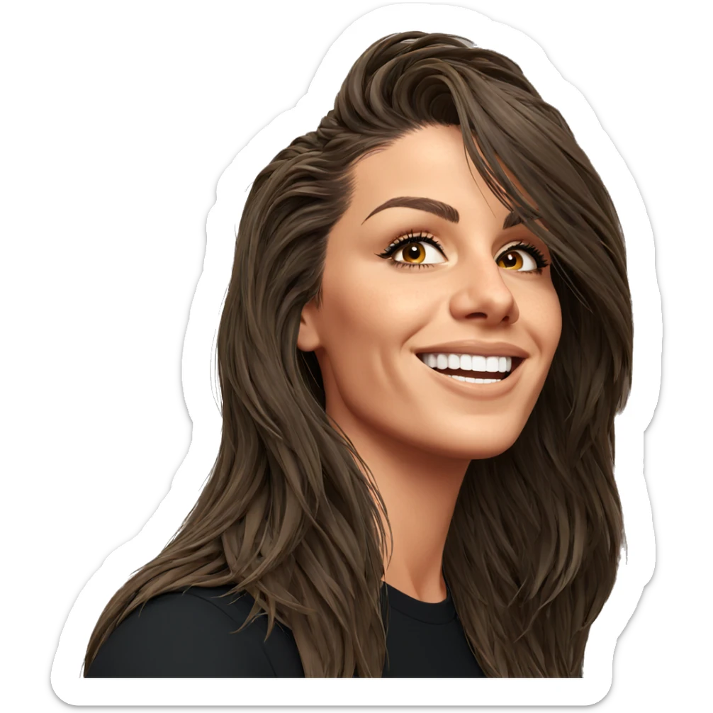 smiling girl with long hair sticker