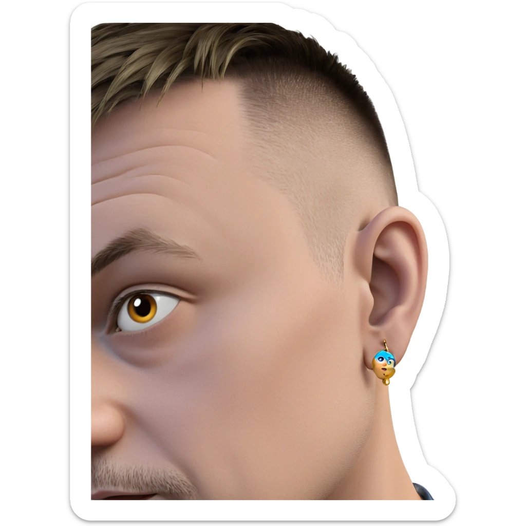 boy with stylish earrings sticker